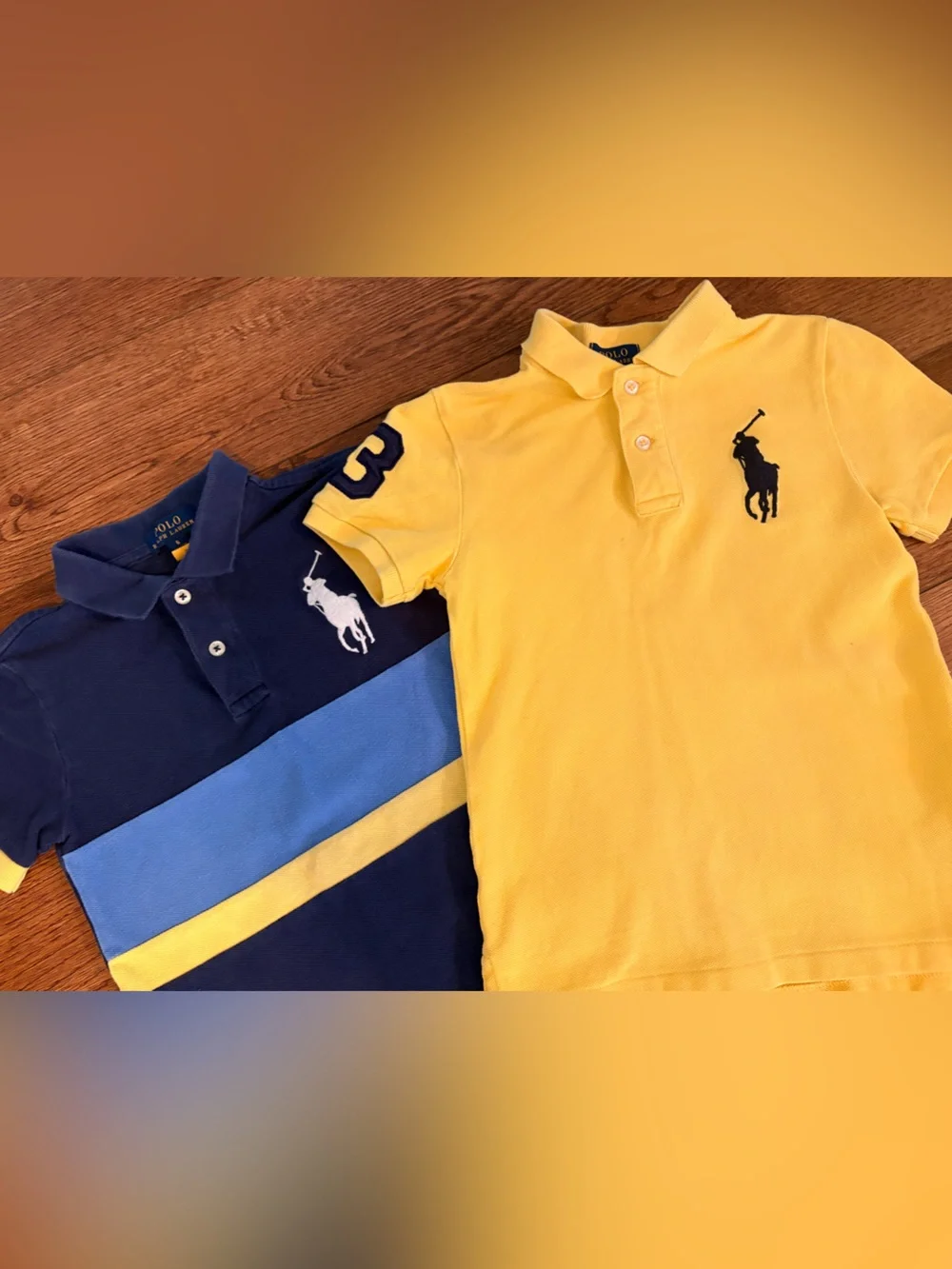Ralph Lauren Kids Polo Shirts in Yellow and Navy - Set of 2